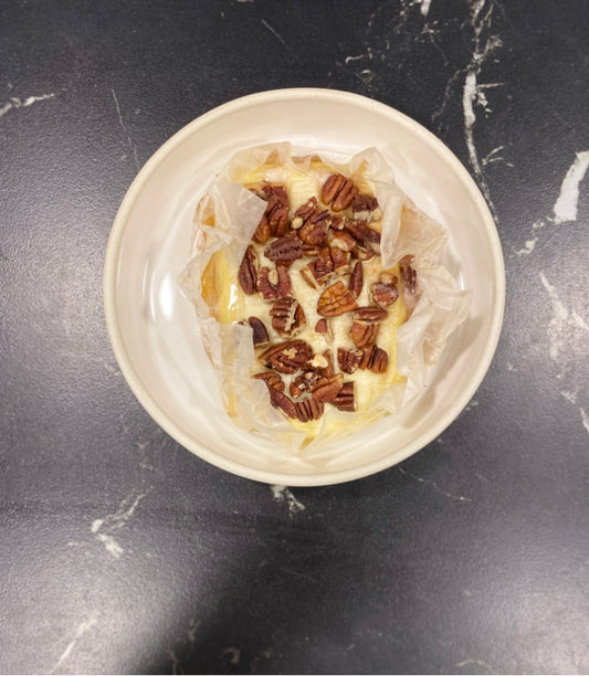 brie with pecans and maple syrup