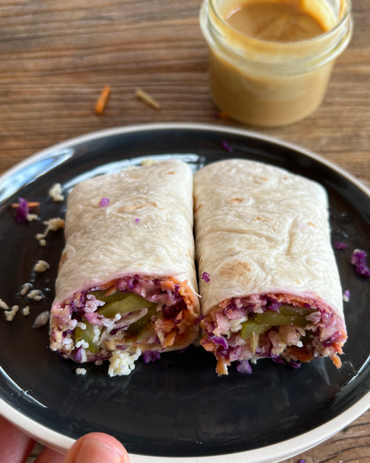 crunchy colourful maple peanut butter wrap