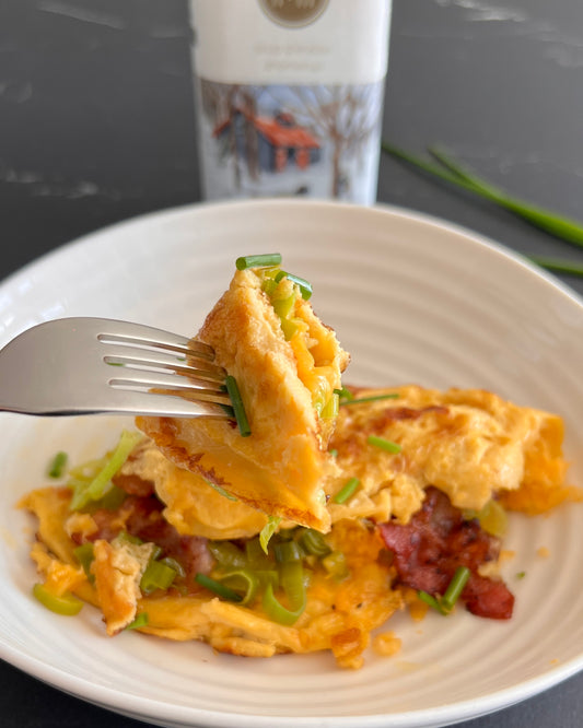 maple, bacon and leeks omelette