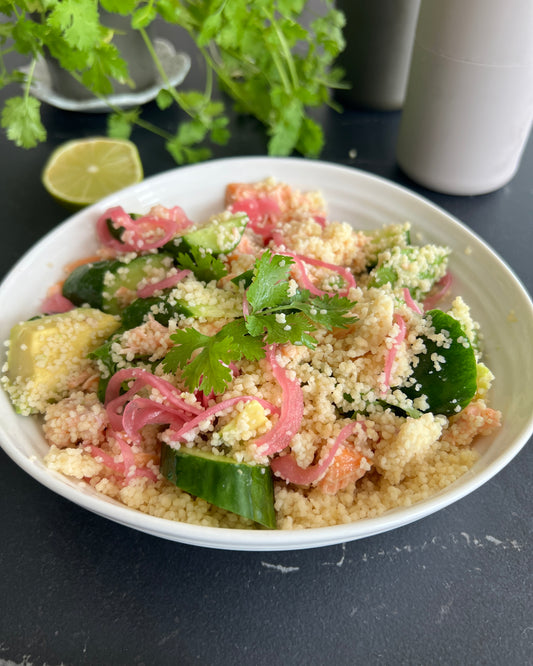 maple salmon and couscous salad