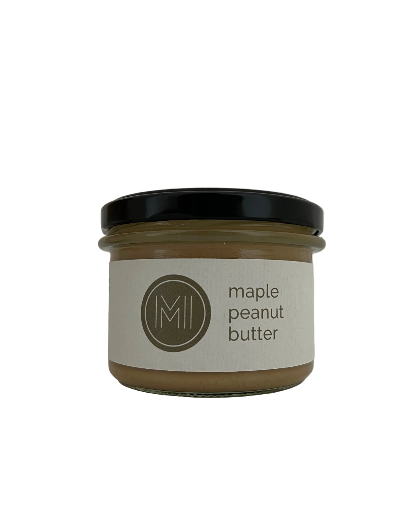 a medium size maple peanut butter jar on a white background