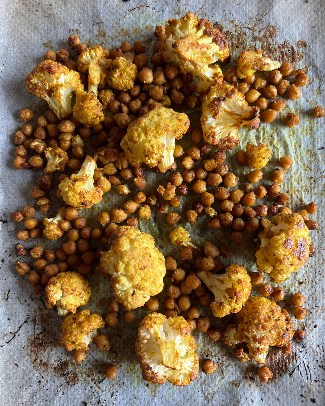maple mustard cauliflower and chickpeas