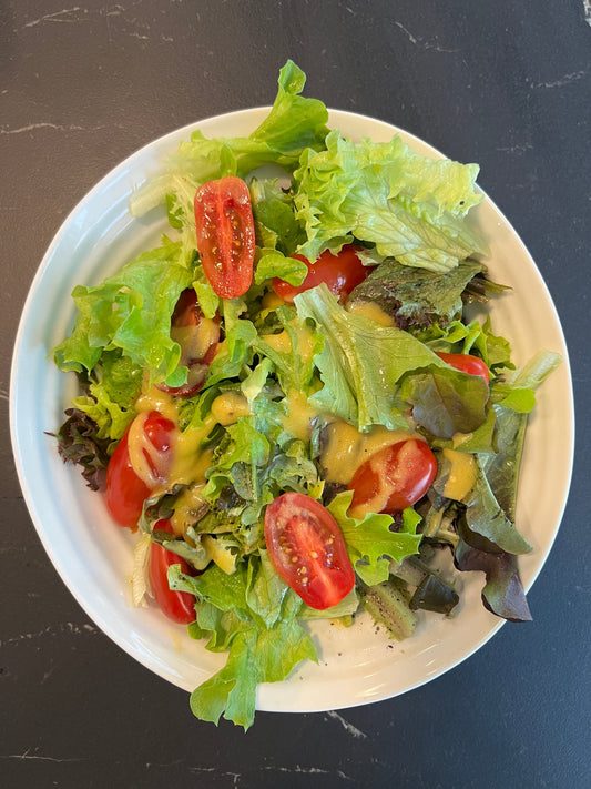 green salad, vinaigrette with maple and mustard