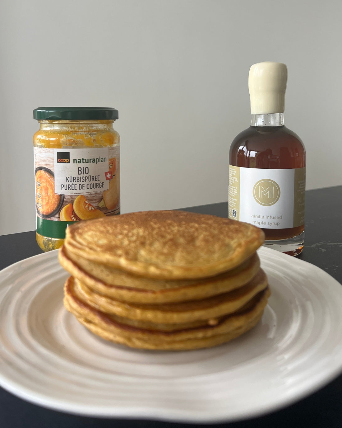 pumpkin and  maple pancakes