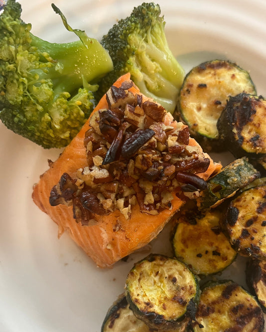 maple peanut butter courgettes and shrimps brochettes