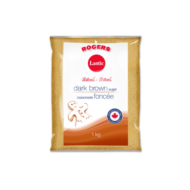 bag of dark brown sugar on a white background