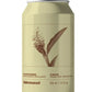 A 355 ml aluminum can of Menaud Ginger Infusion sparkling beverage, featuring a pale yellow-green label with a sepia botanical illustration of a ginger root and leaves. 